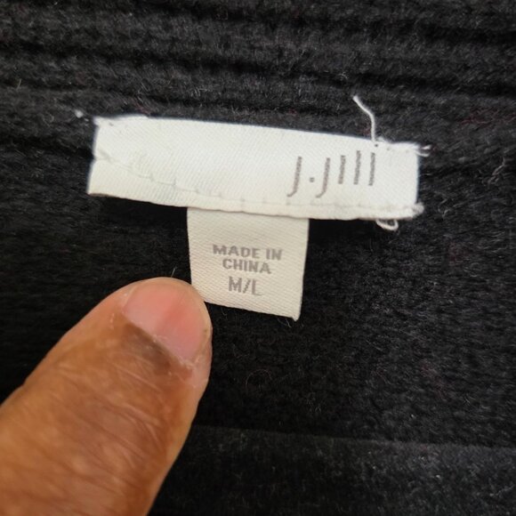 J.JILL Wool Blend Fair Isle Women's Open Front Knit Cardigan With Red & Black Ge - Picture 8 of 10